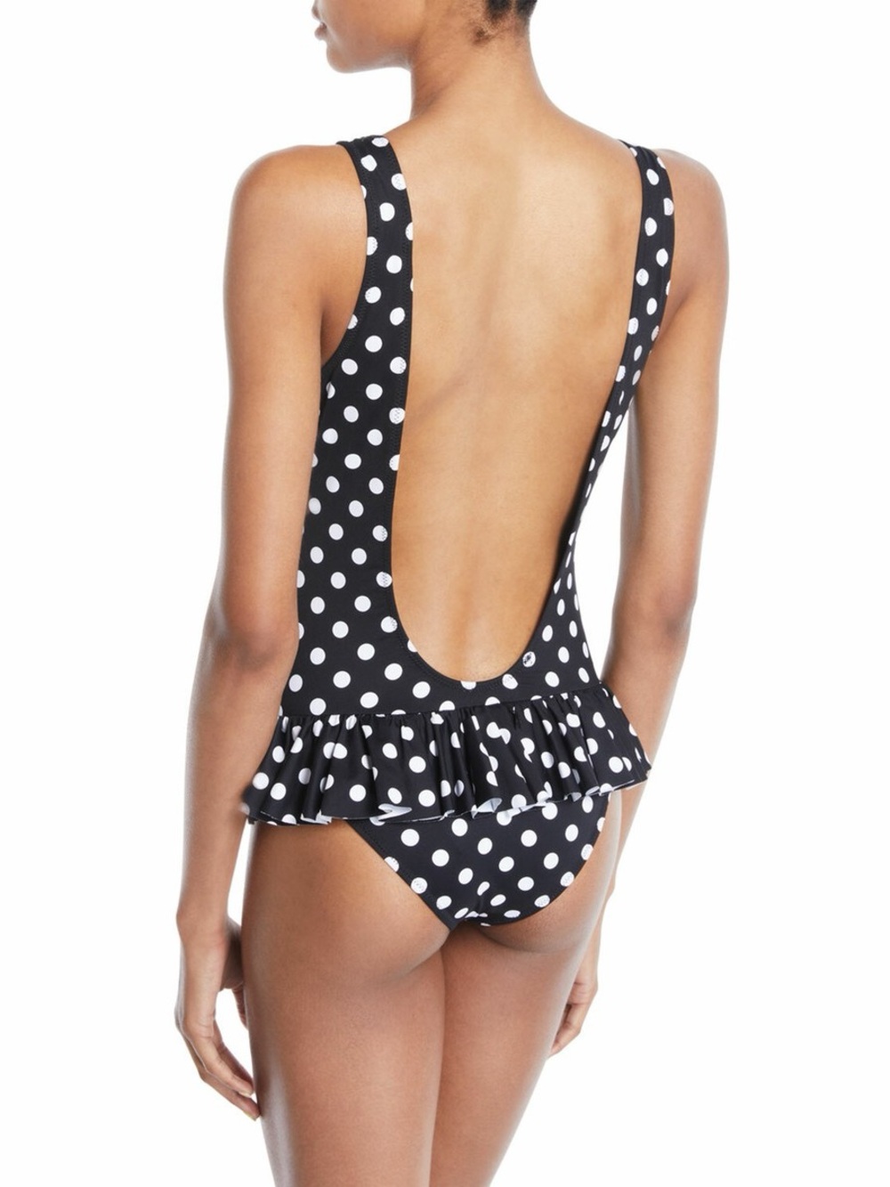 Caroline Constas Tinos Black and White Polka Dot Ruffle One-Piece swimsuit large - Picture 2 of 6